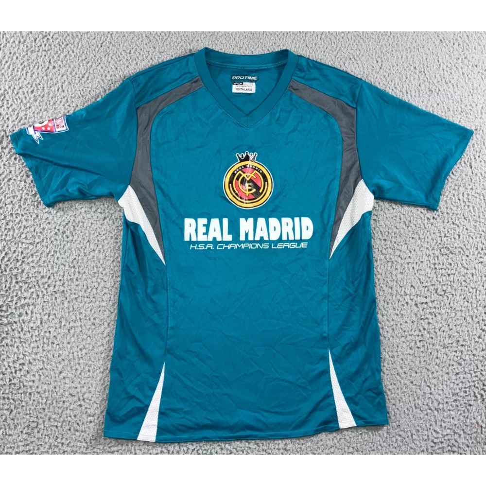Protime Soccer Jersey Youth Large Teal Real Madrid Champions League Blokecore